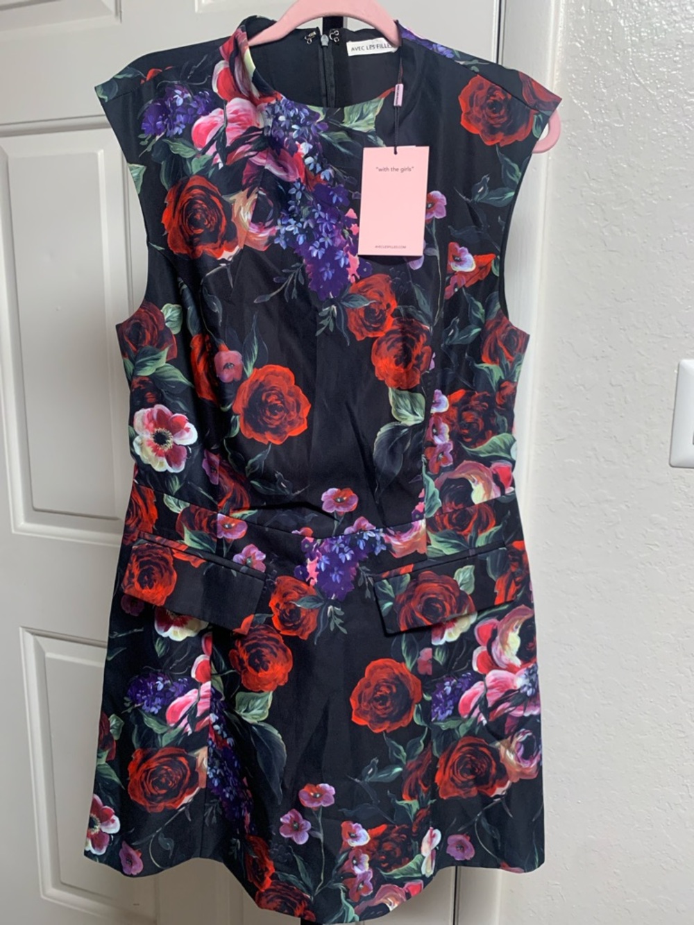 NEW Avec le filles dark floral fit and flare mini dress size 14 - Picture 7 of 12